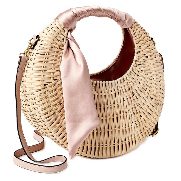 Scoop NYC Bags Scoop Womens Large Straw Crescent Crossbody Bag Boho